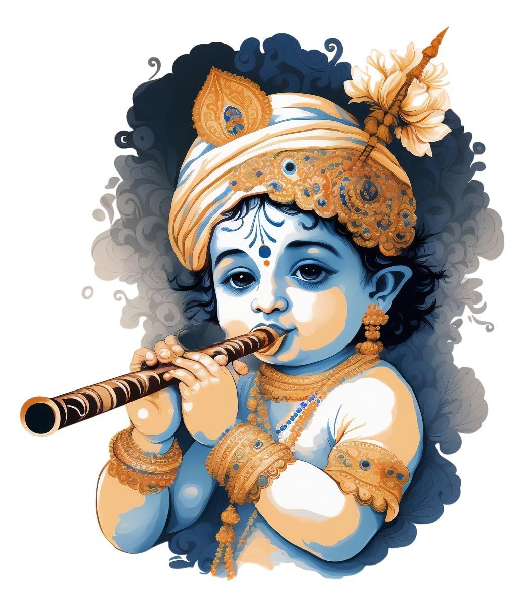 Home 3D Kanha Big Size Wall Sticker for Prayer Room & Home